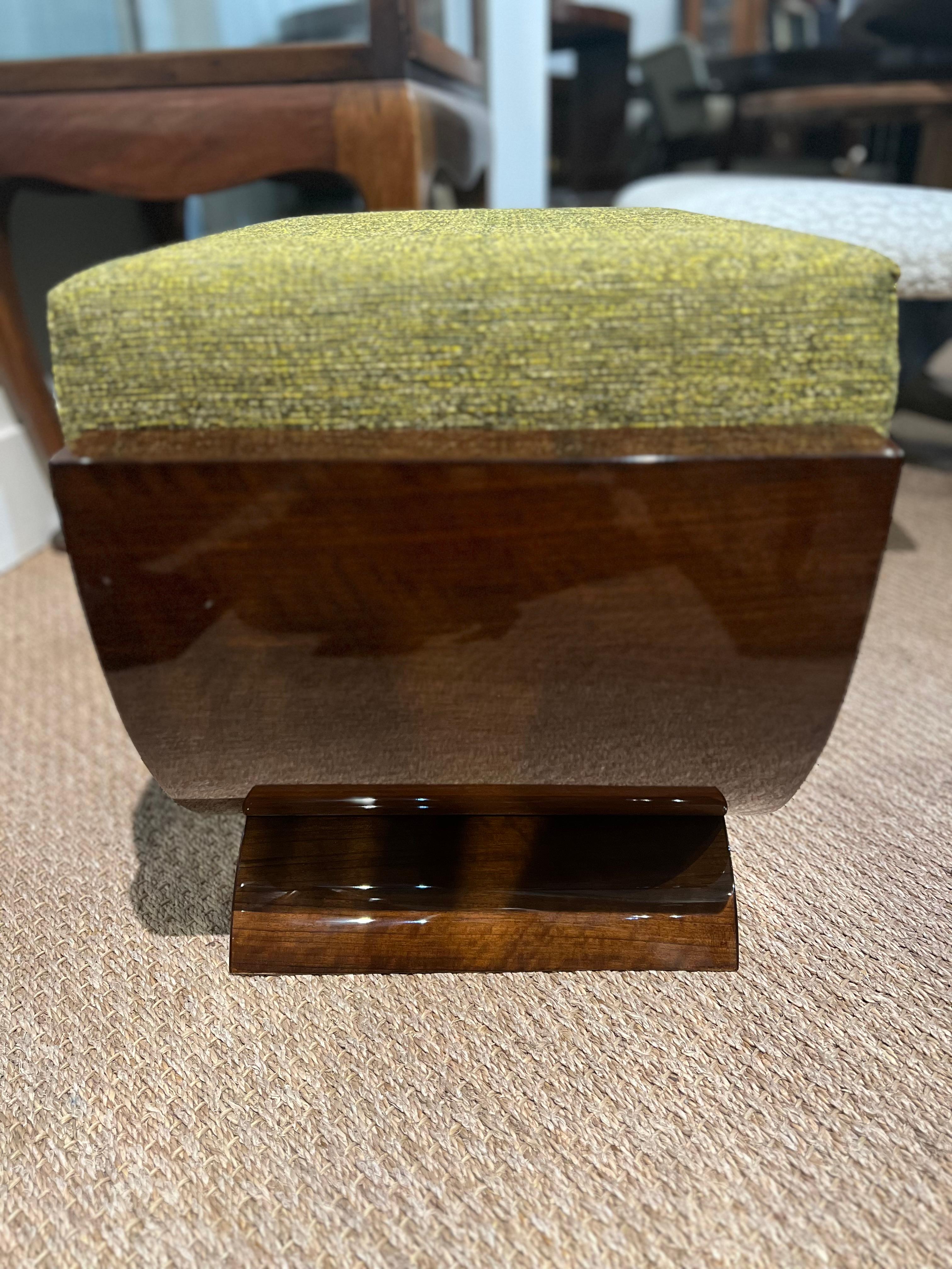 Mid-20th Century Art Deco French Ottoman in Walnut  For Sale