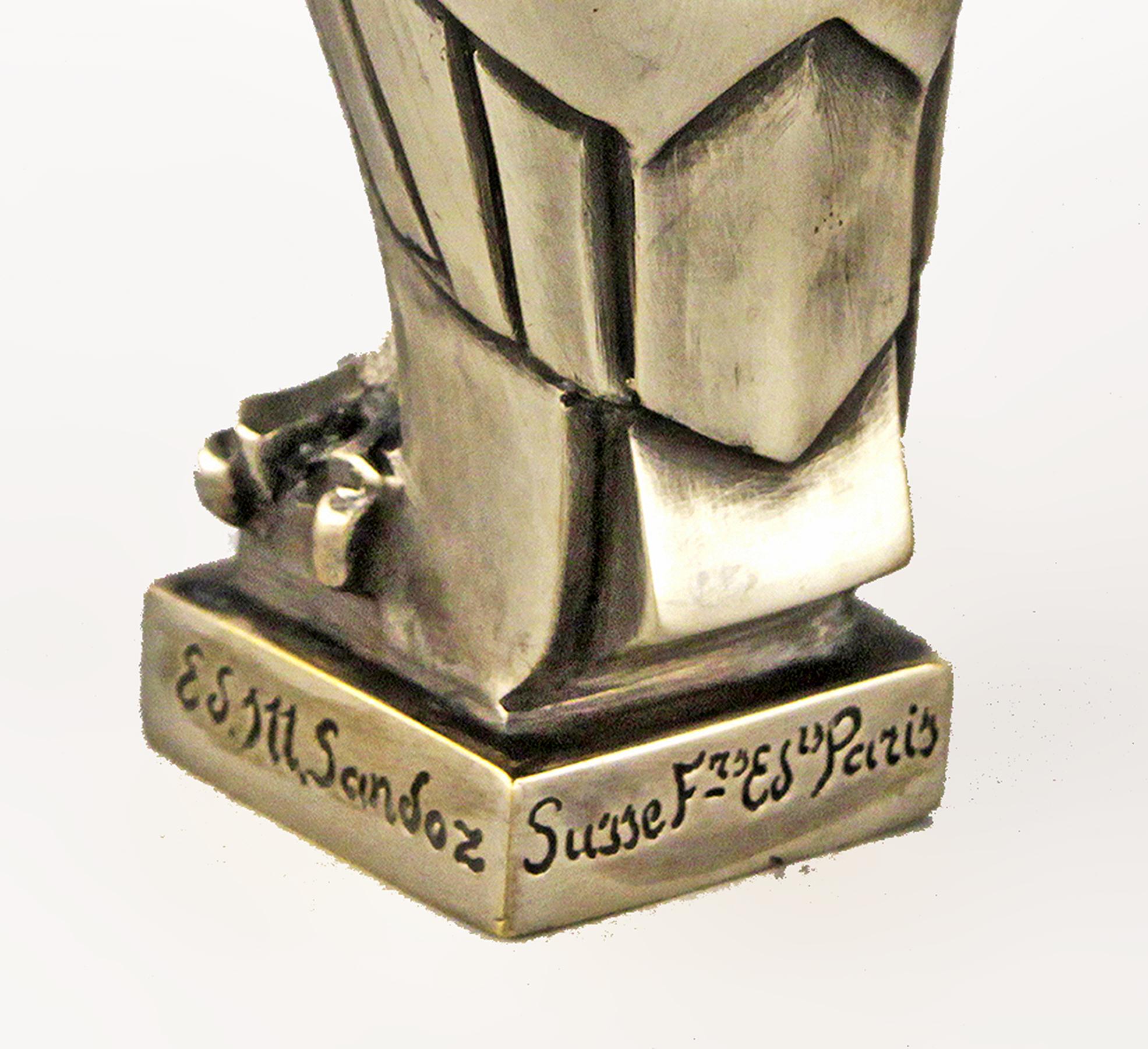 Mid-20th Century Art Déco French Owl-Shaped Car Mascot by Édouard-Marcel Sandoz for Susse Frères For Sale