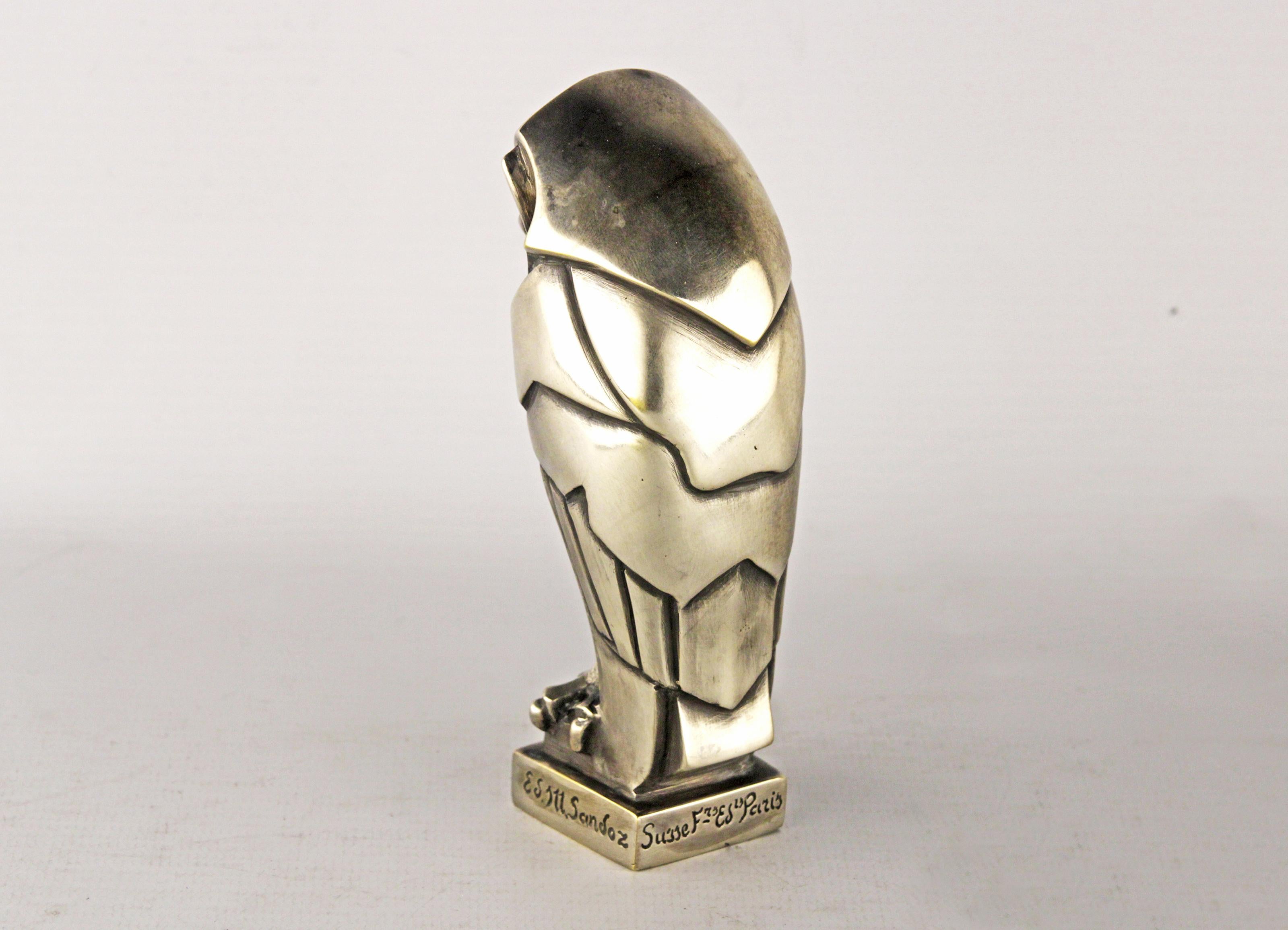 Art Deco Art Déco French Owl-Shapped Car Mascot by Édouard-Marcel Sandoz for Susse Frères
