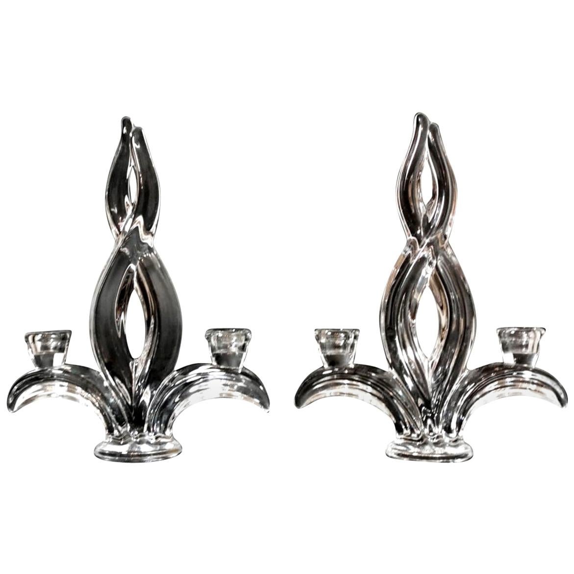 Pair of Art Deco Crystal Chandeliers at 1stDibs