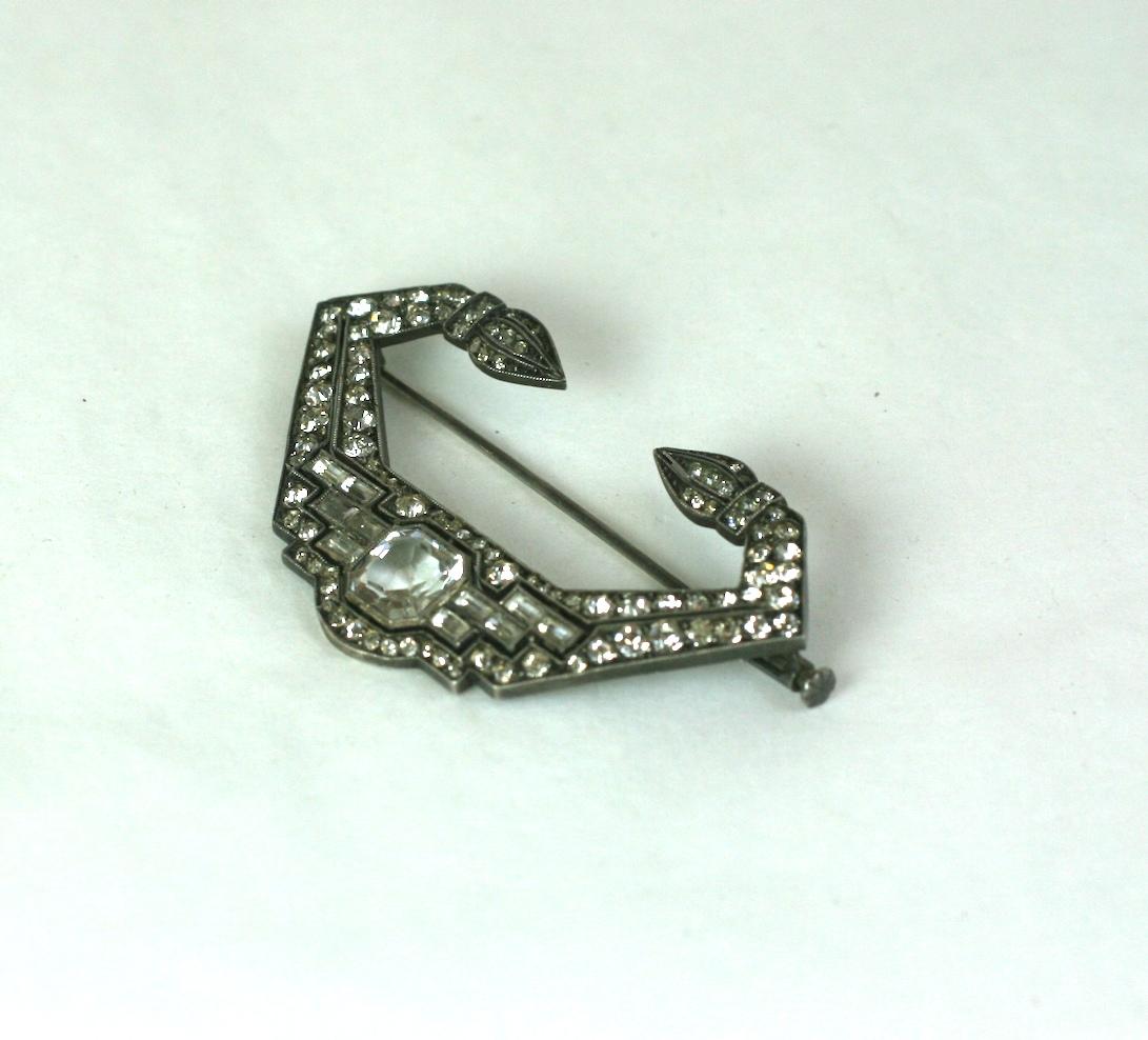 Women's or Men's Art Deco French Paste Brooch For Sale