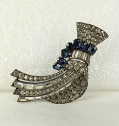 Art Deco French Paste Sapphire Spray