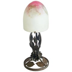 Art Deco Französisch Pate De Verre Dome Lampe signiert Crespin