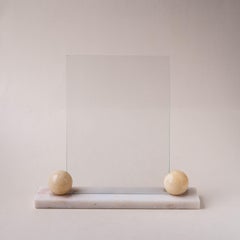 Marco Francés Art Decó - Base de Mármol y Alabastro con dos Copas - Años 40