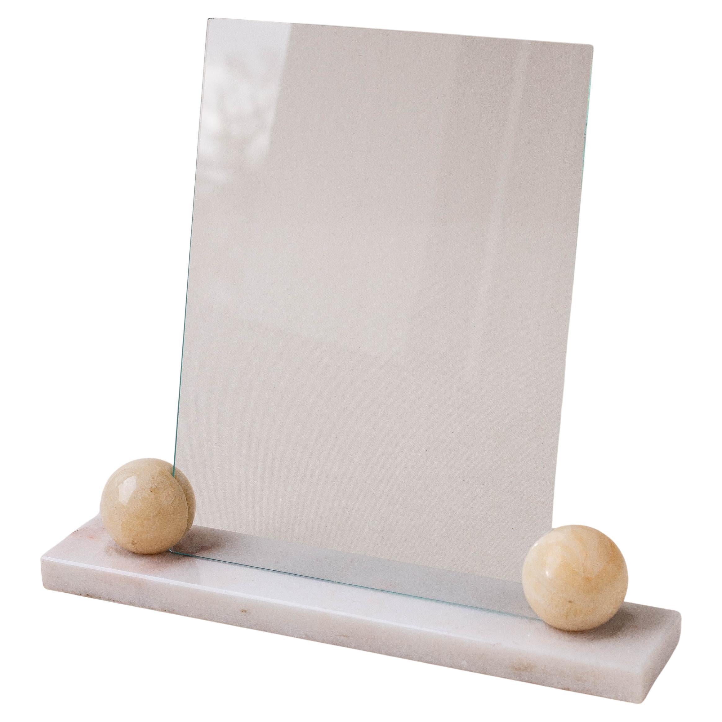 Art Deco French Picture Frame - Marble 
Alabaster base with two Glasses - 1940s