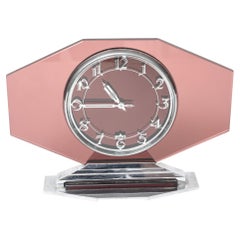 Art Deco French Pink Glass Clock Original 1930's 8-Day by Jaz