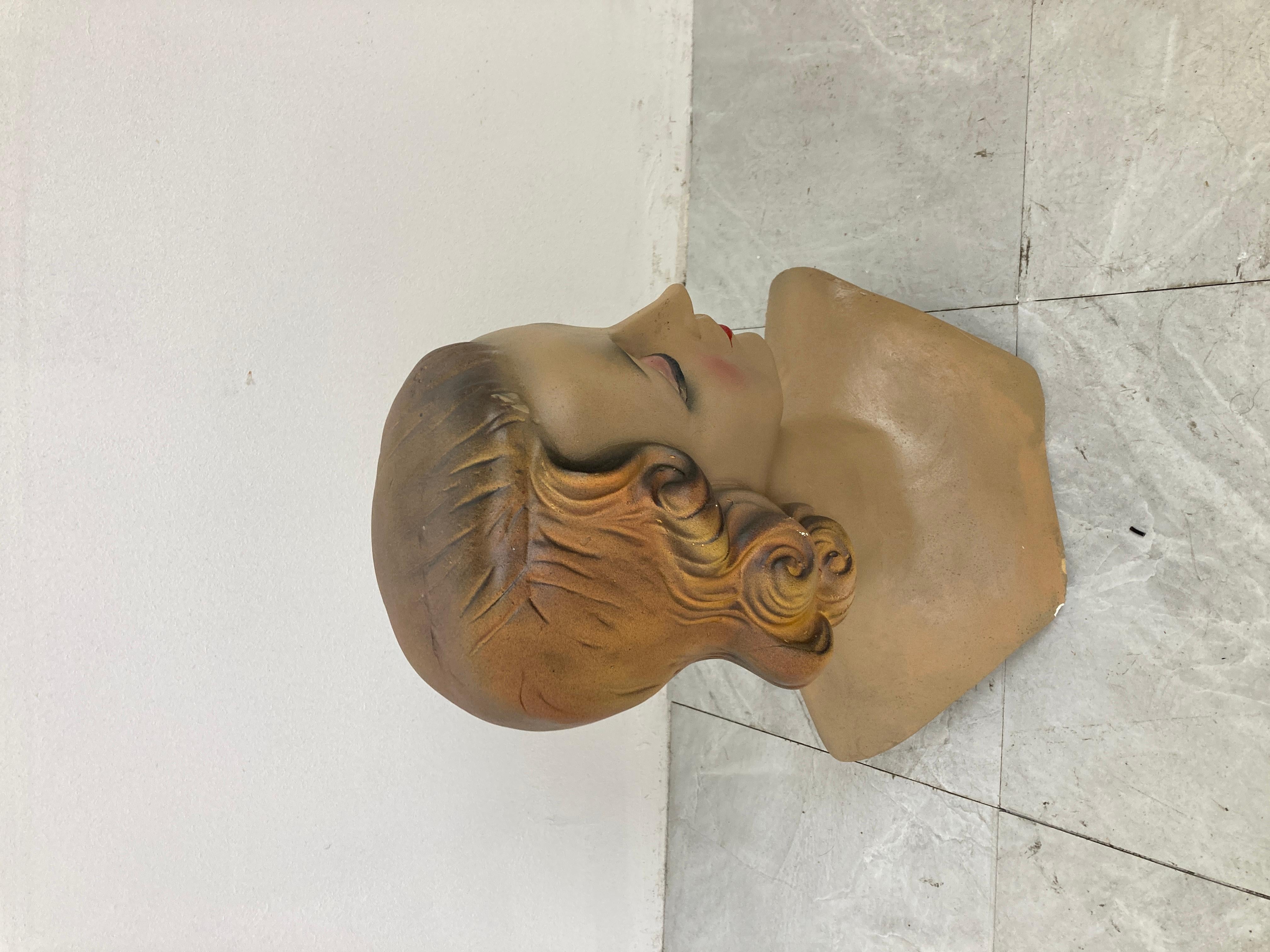 Art Deco French Plaster Mannequin Head In Good Condition In HEVERLEE, BE