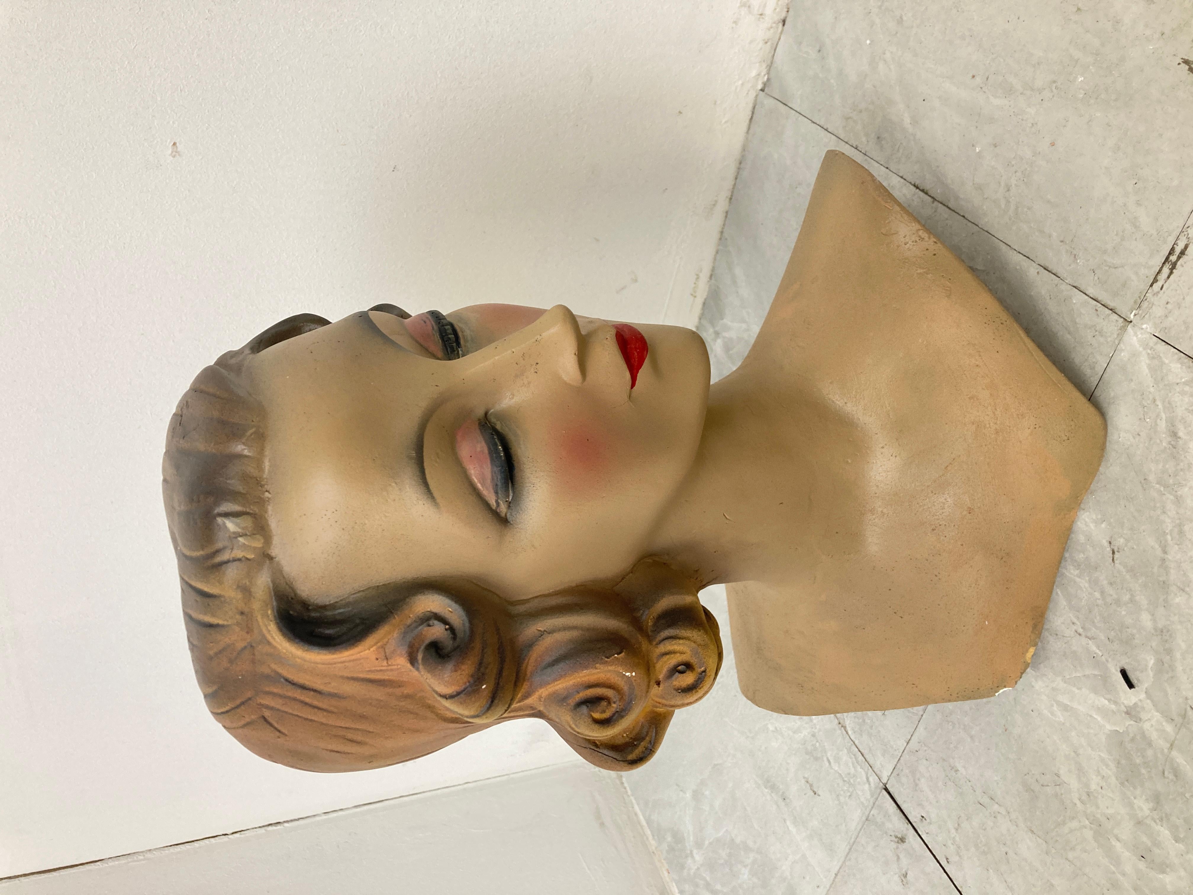 Mid-20th Century Art Deco French Plaster Mannequin Head