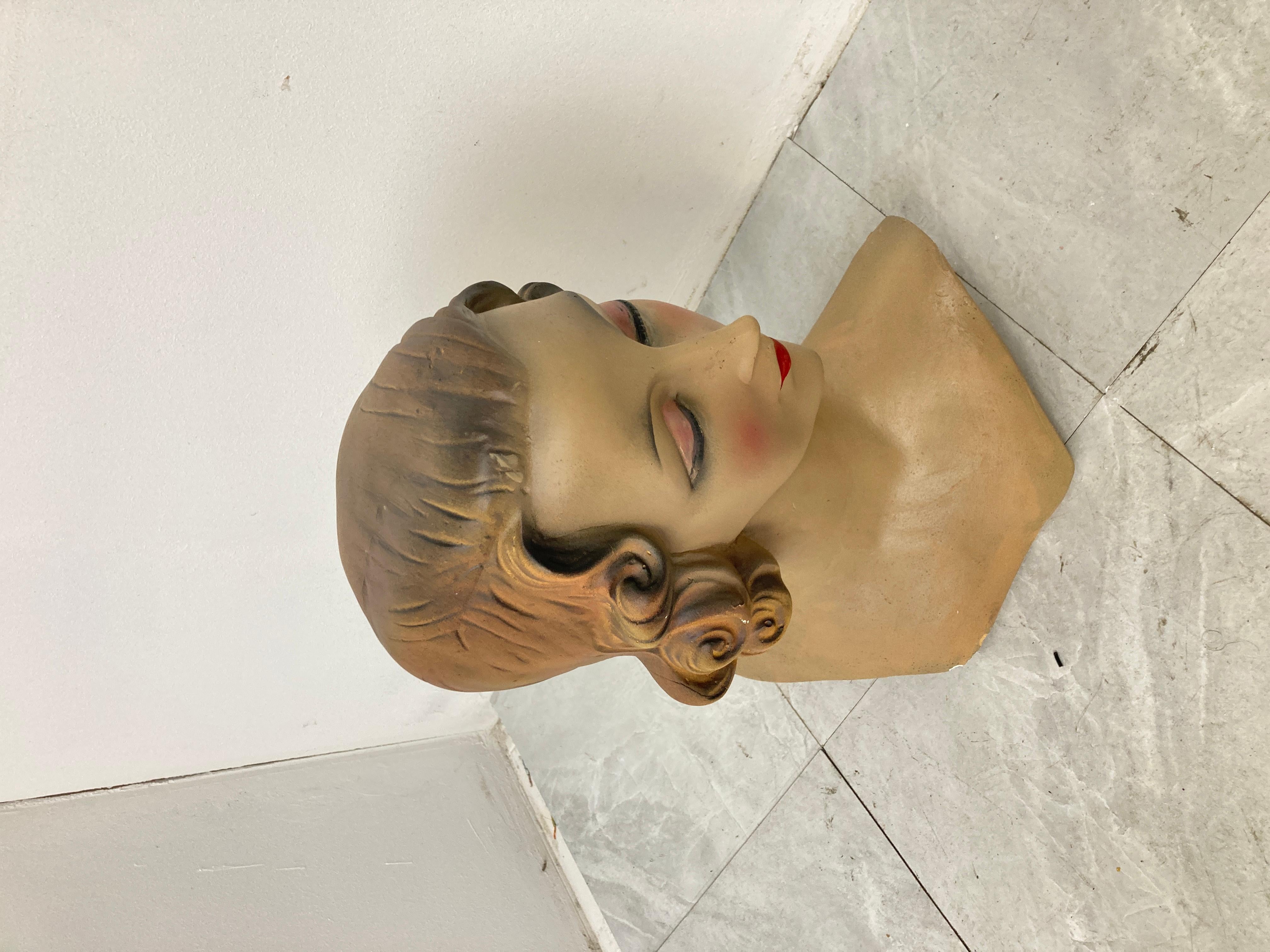 Art Deco French Plaster Mannequin Head 1