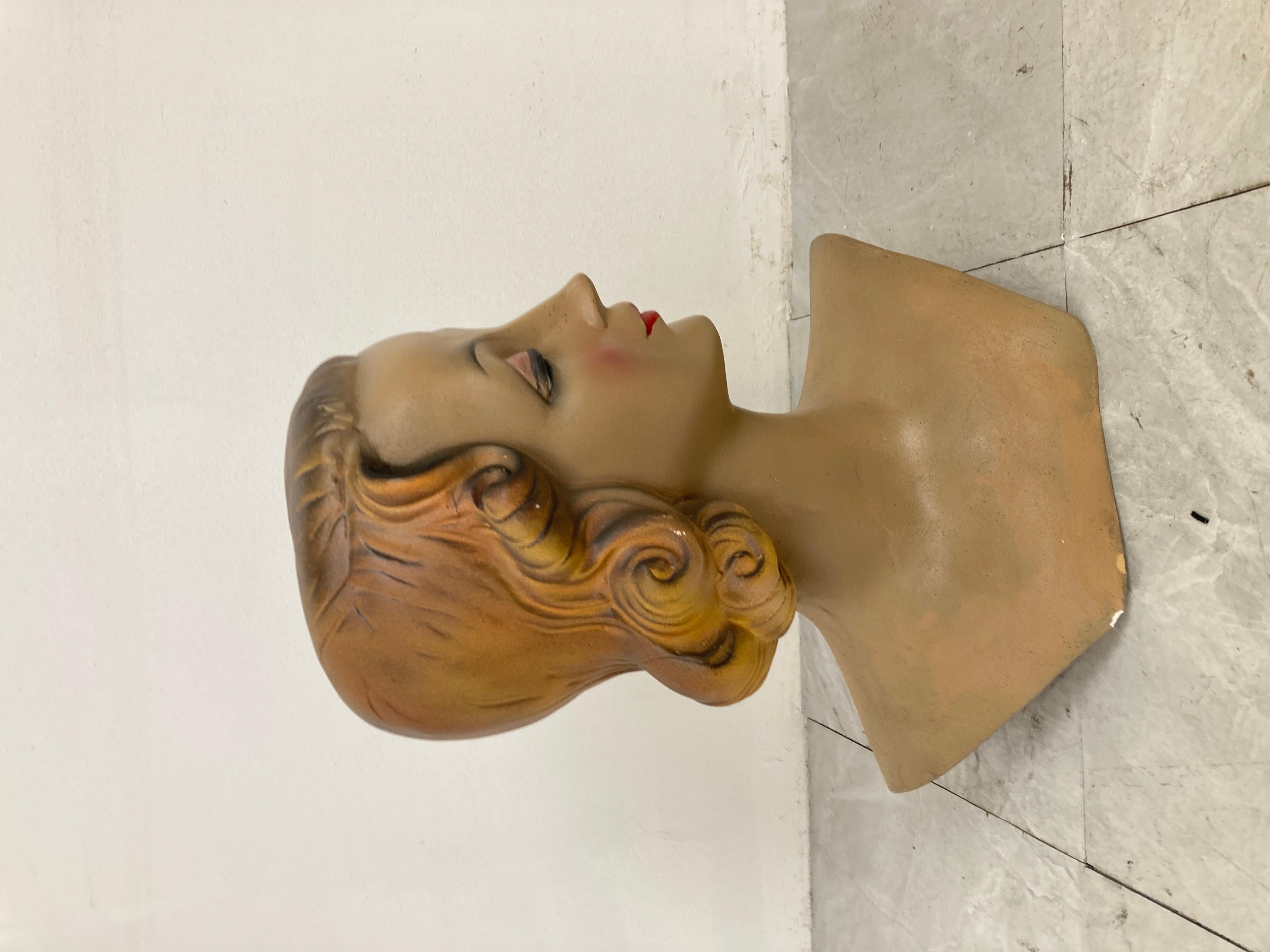 Art Deco French Plaster Mannequin Head 2