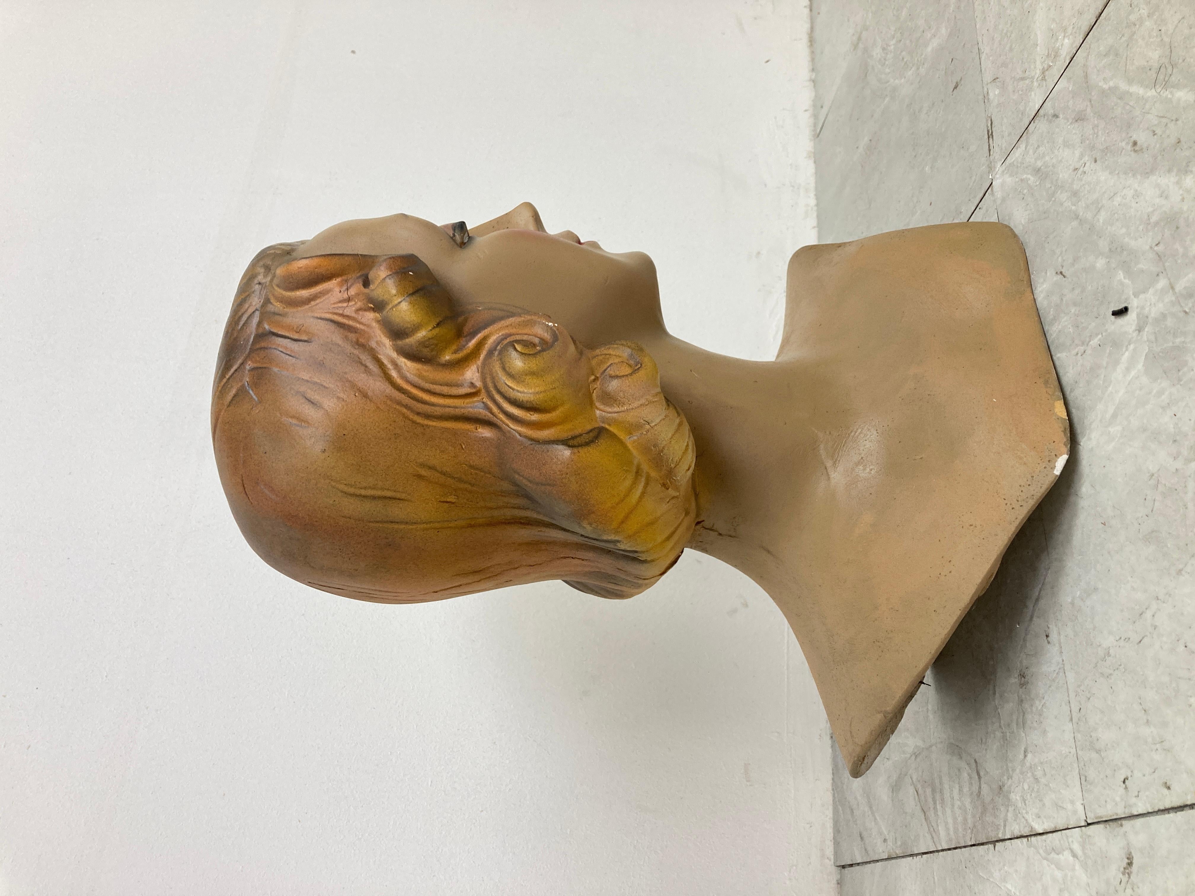 Art Deco French Plaster Mannequin Head 3