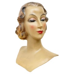 Retro Art Deco French Plaster Mannequin Head