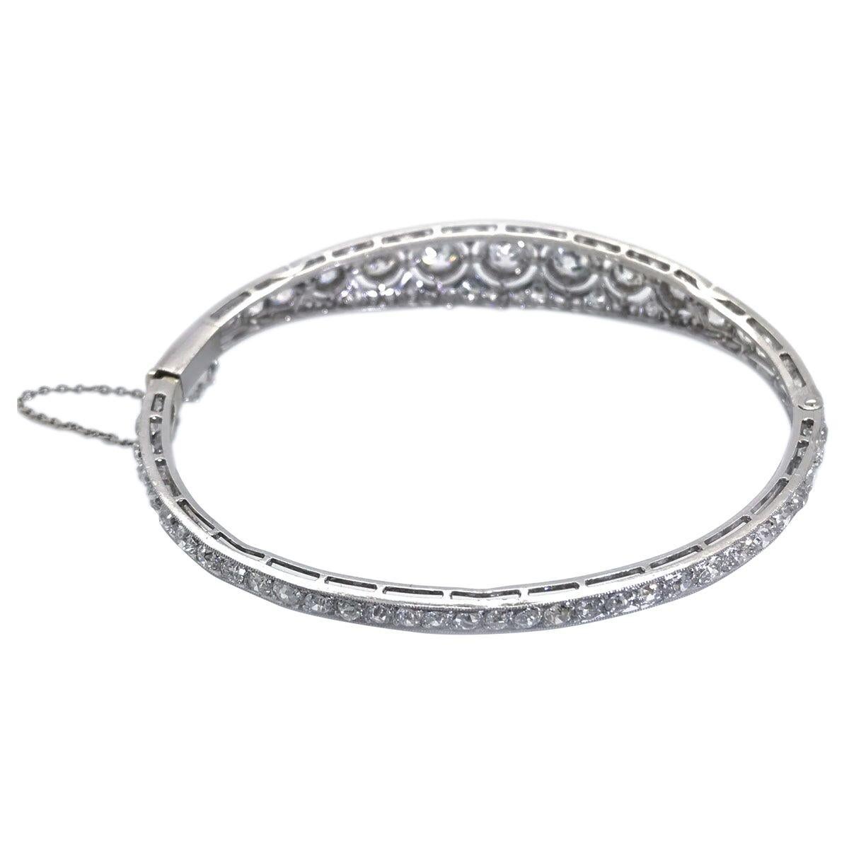 Art Deco French Platinum 9.80 Carat Diamond Bangle Bracelet In Good Condition In QLD , AU