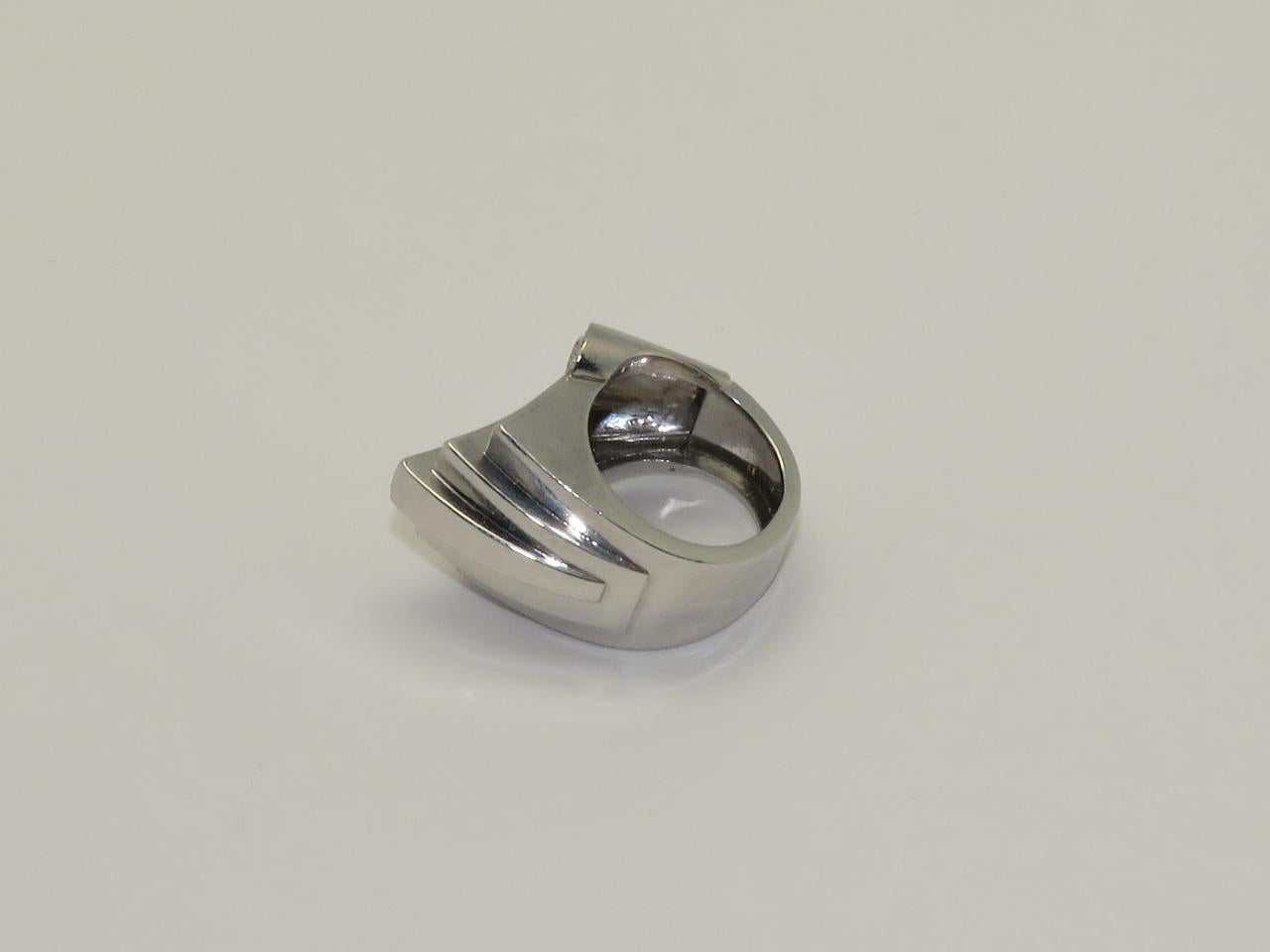Women's or Men's Art Deco French Platinum and Diamond Ring