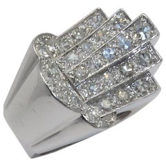 Used Art Deco French Platinum and Diamond Ring