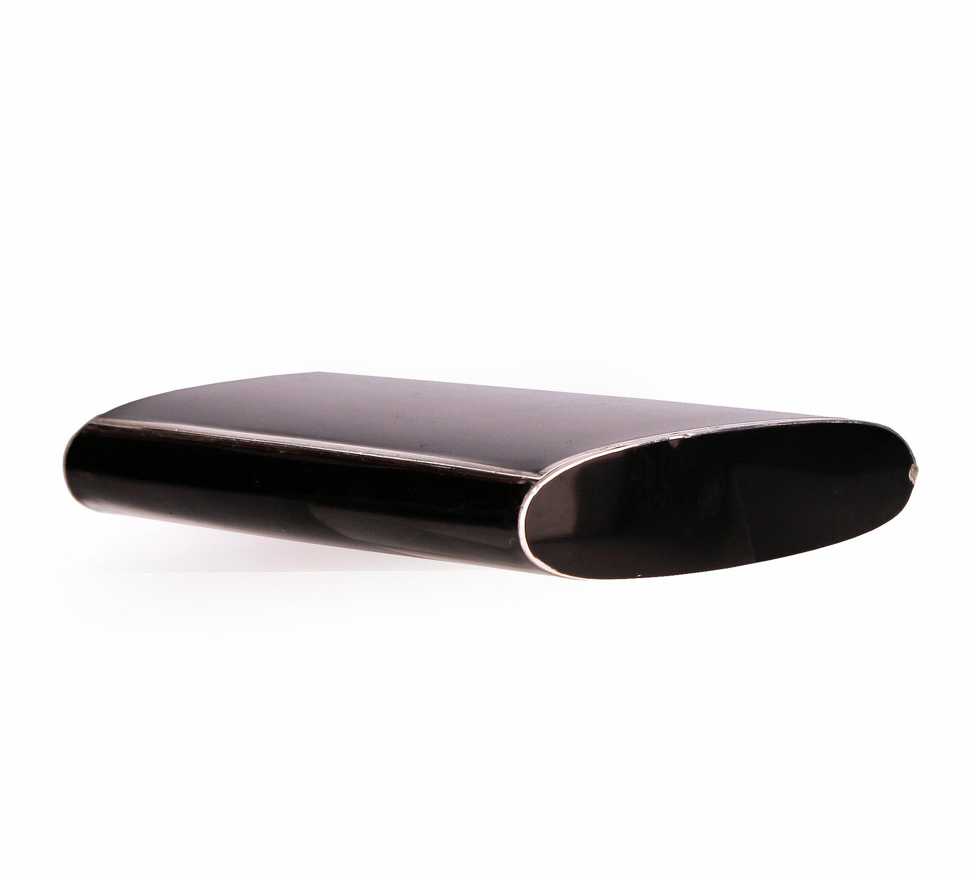 Art Déco French Polished Black Lacquer and Silver Plated Cigarrette Box/Case In Good Condition For Sale In North Miami, FL