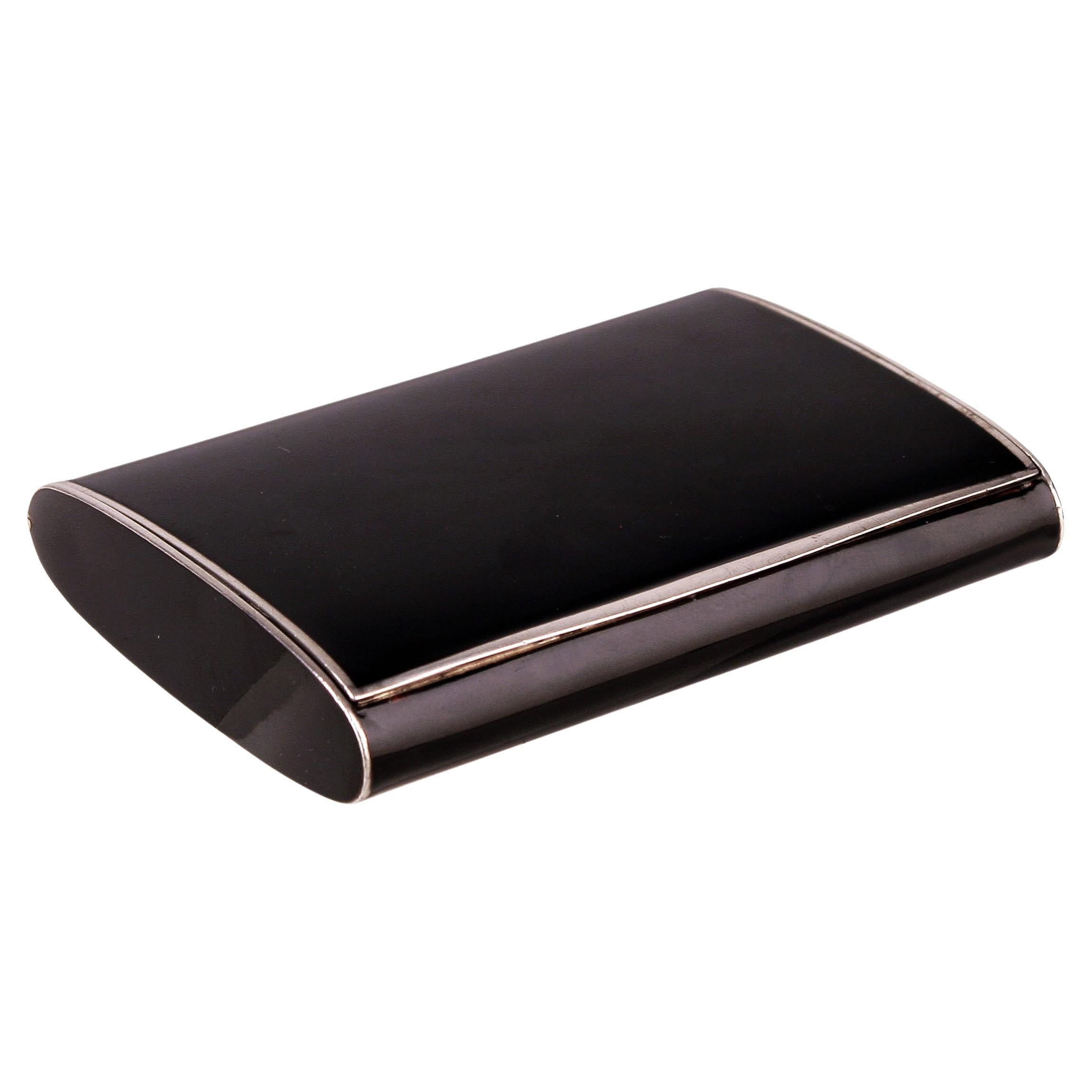Art Déco French Polished Black Lacquer and Silver Plated Cigarrette Box/Case For Sale