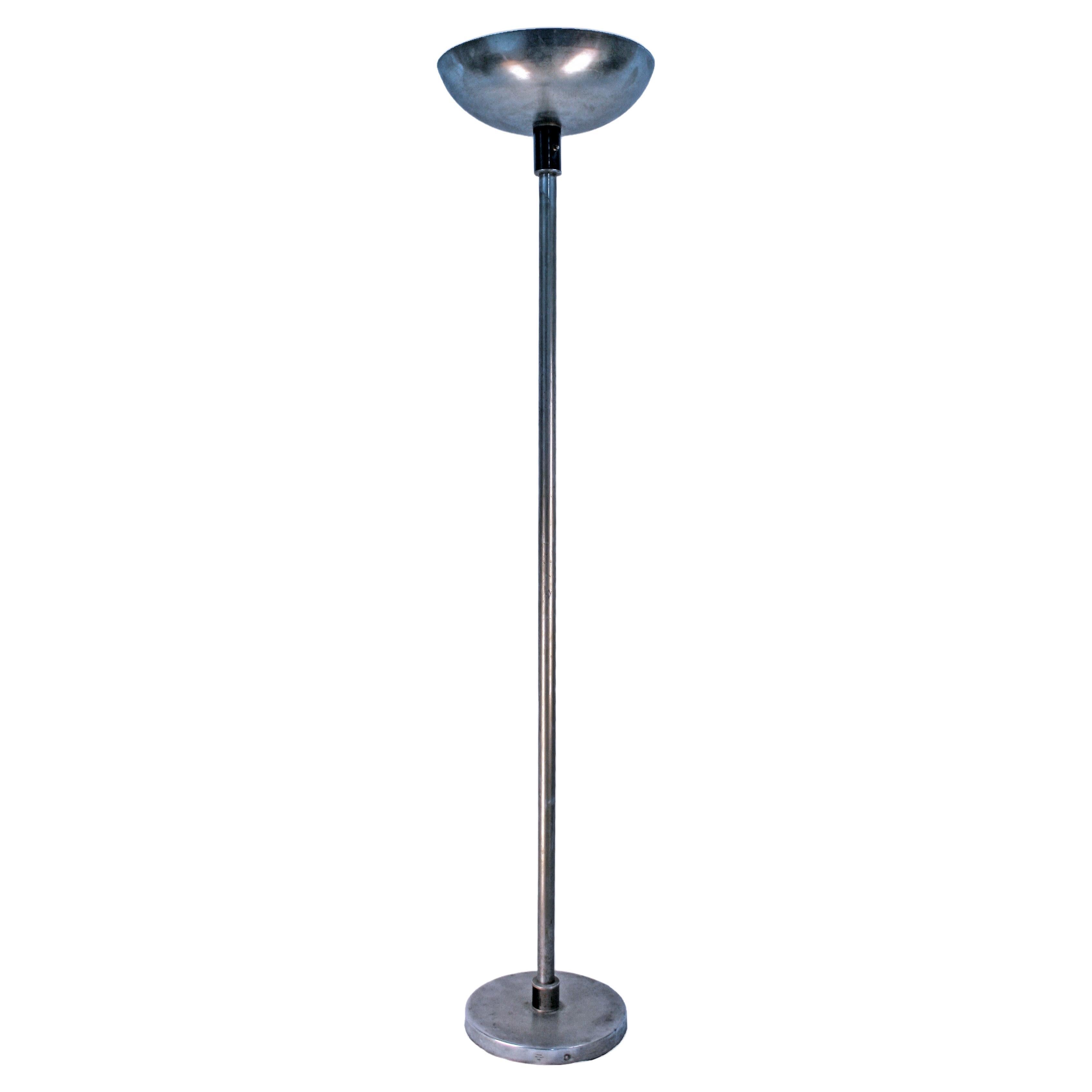 Art Déco French Polished Nickel Plated Chrome Floor Lamp by La Maison Desny For Sale