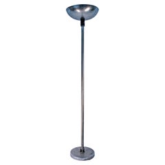 Antique Art Déco French Polished Nickel Plated Chrome Floor Lamp by La Maison Desny
