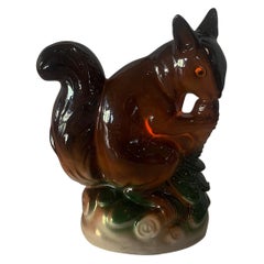 Art Deco French Porcelain Squirrel Mood or Night Light Lamp