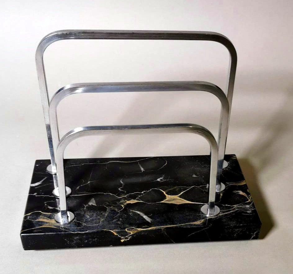 Art Deco French Portoro Marble Desk Set For Sale 7