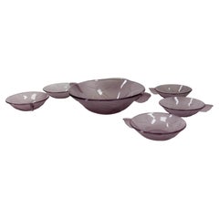 Art Deco French Purple Glass Fruit Service with One Dish and Six Bowls, c. 1930