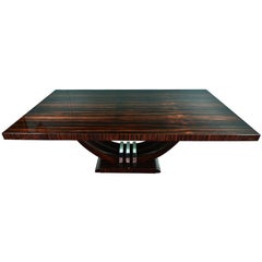Art Deco French Rectangular Dining Table in Macassar Wood