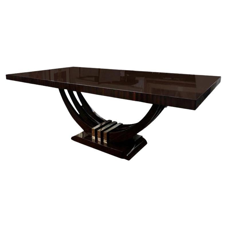 Art Deco French Rectangular Dining Table in Macassar Wood