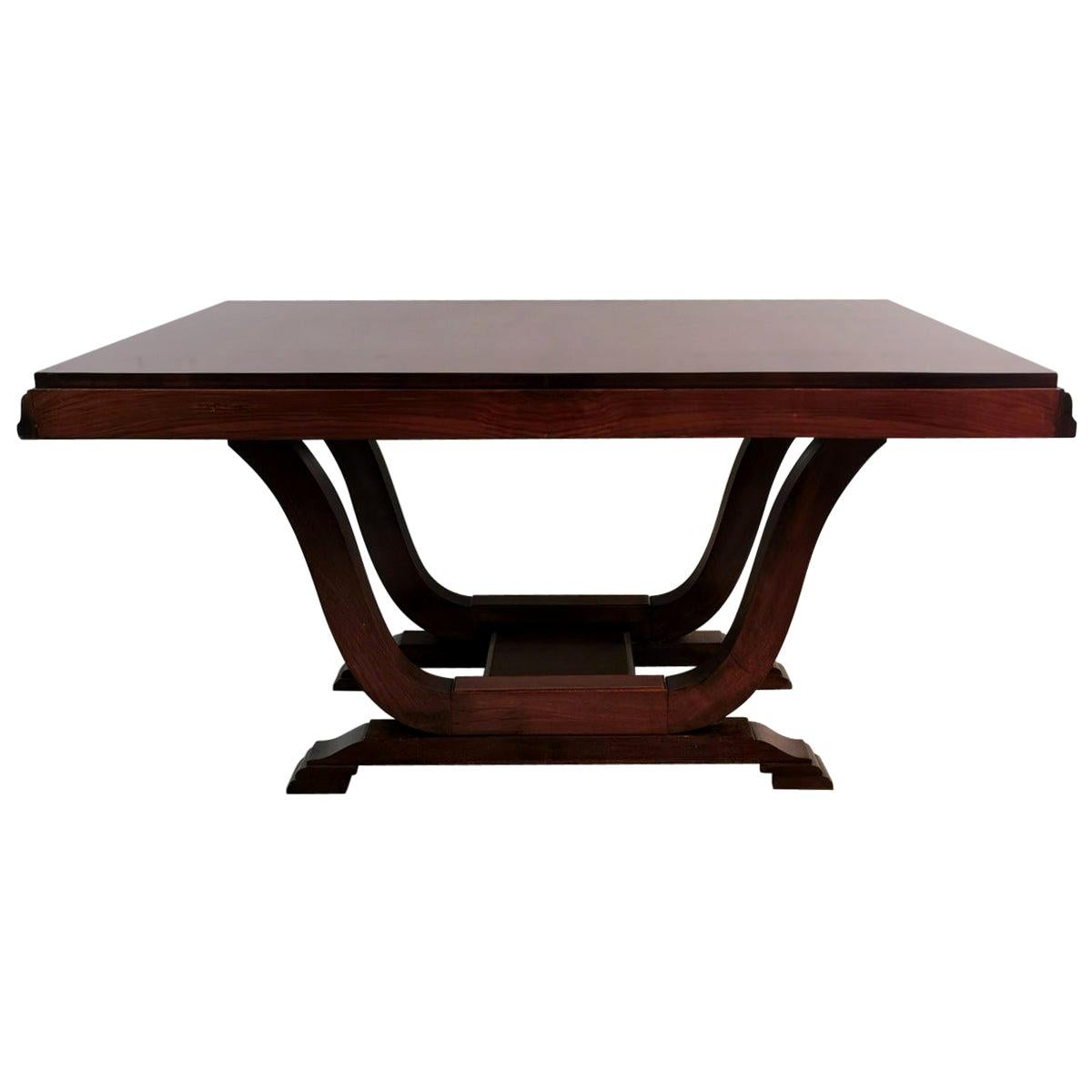 Art Deco French Rectangular Extendable Table in Precious Exotic Wood
