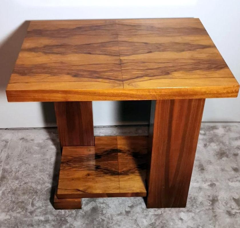 We kindly suggest that you read the entire description, as with it we try to give you detailed technical and historical information to ensure the authenticity of our items.
Refined and elegant French Art Deco rectangular coffee table made of walnut