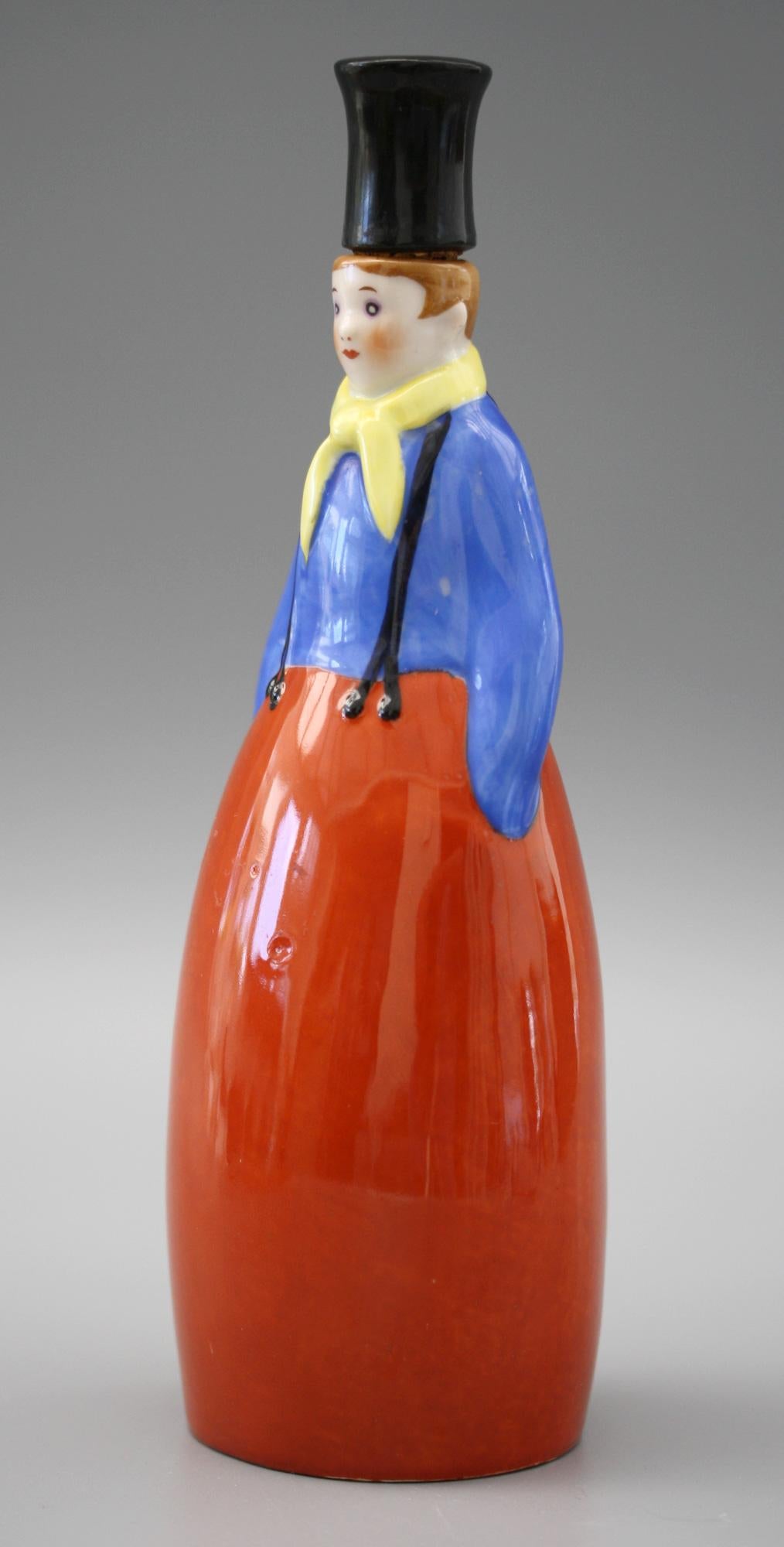 Art Deco French Robj Paris Attributed Porcelain Figural Bottle 3