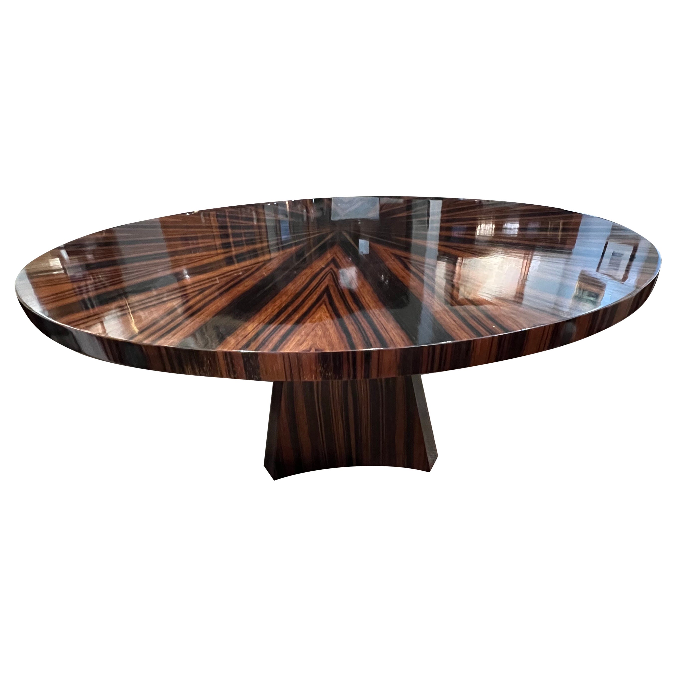 Mesa de Comedor Redonda Francesa Art Decó de Macassar