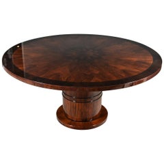 Art Deco French Round Dining Table in Walnut