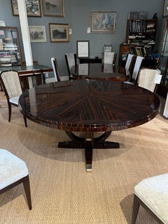 Tavolo da pranzo rotondo in legno di Macassar in stile Art Déco francese