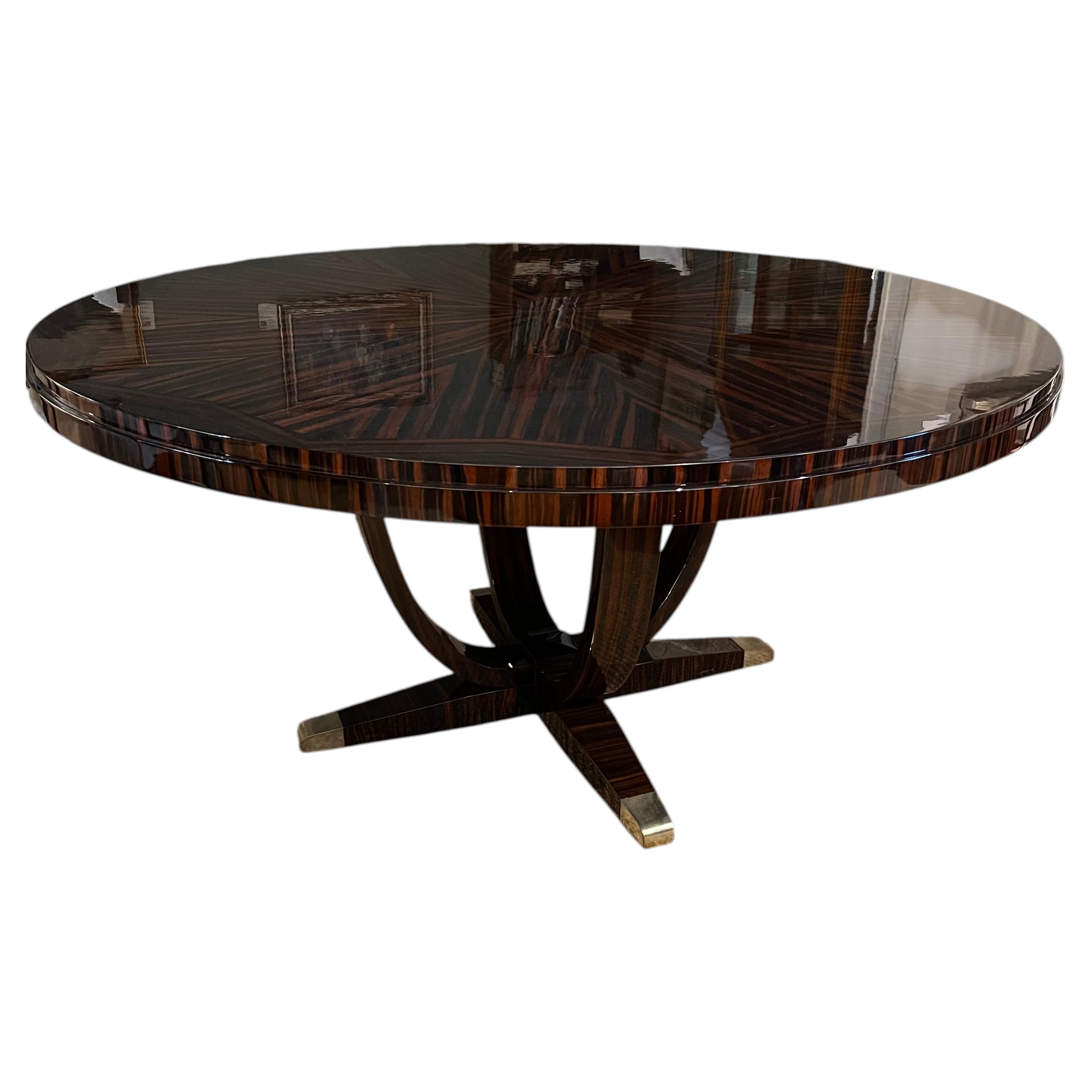 Art Deco French Round Macassar Dining Table