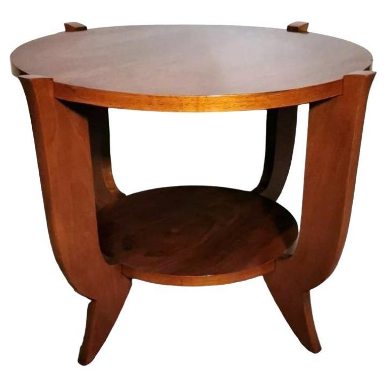 Table D'appoint Art Déco Ronde En Bois Avec Incrustations - Palazzo INT