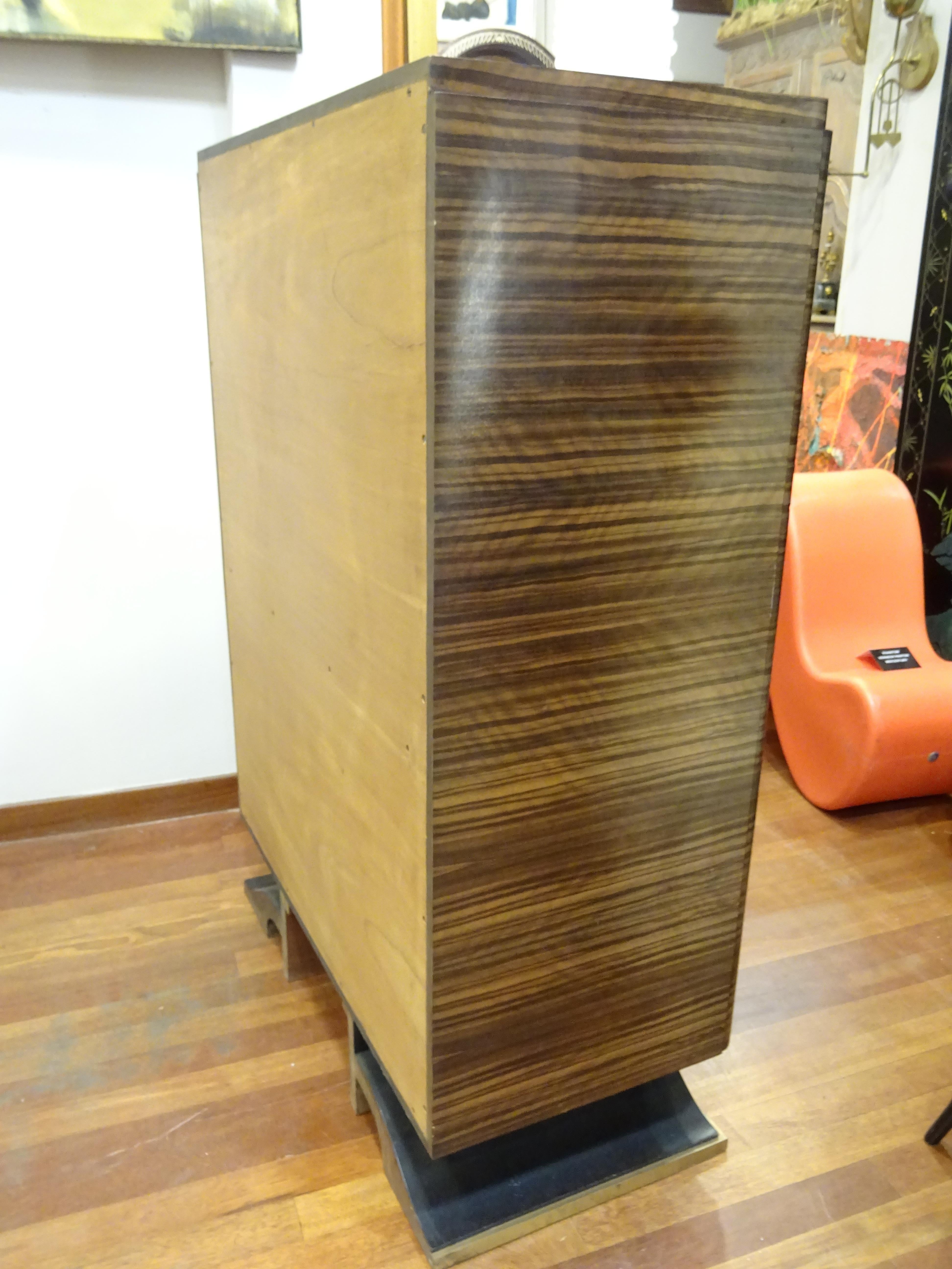 Art Deco French  E.J Ruhlmann Bookcase, Hardwood, Brass and Lemongrass 8
