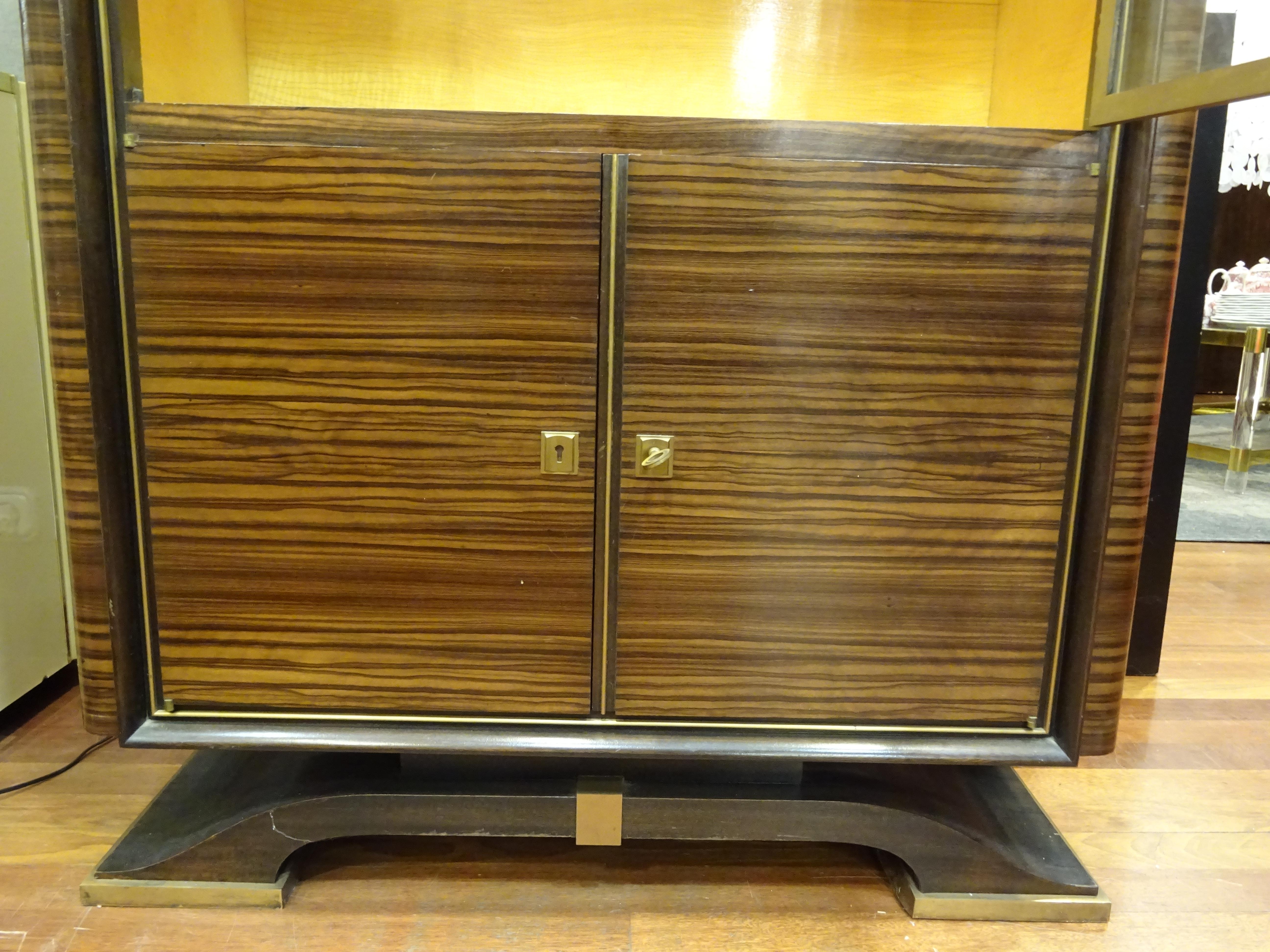 Art Deco French  E.J Ruhlmann Bookcase, Hardwood, Brass and Lemongrass 11