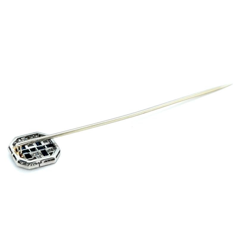 Art Deco French Sapphire Diamond Platinum Stick Pin 1