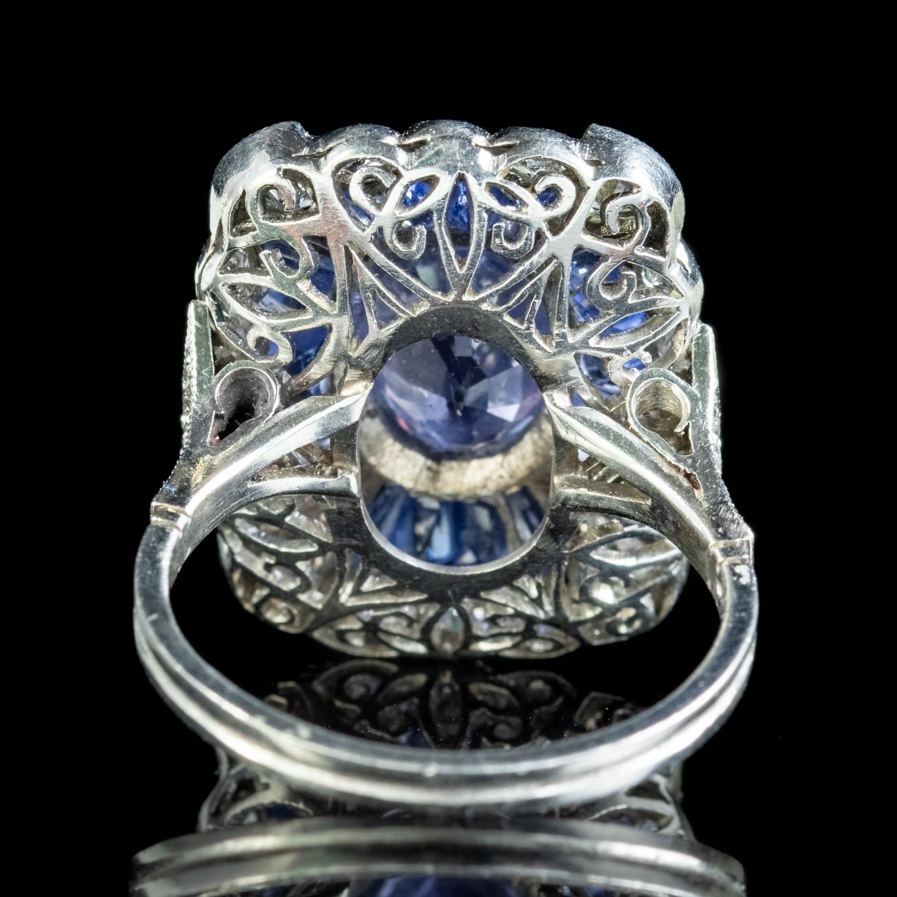 Art Deco French Sapphire Diamond Ring 3ct of Sapphire Circa 1920 For Sale 1