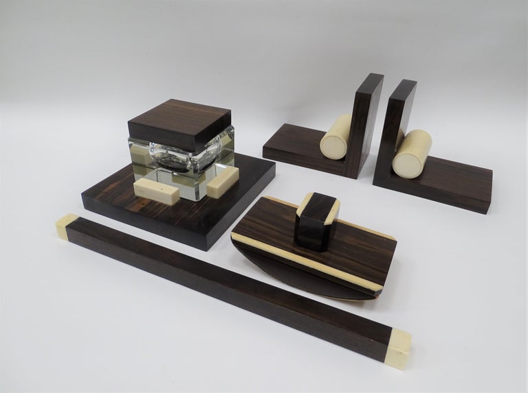 Art Deco French Set of Desk Accessories, 5 Pieces Wood and Inlaid For Sale  at 1stDibs | art deco desk accessories, art deco office accessories, desk  accessories art deco