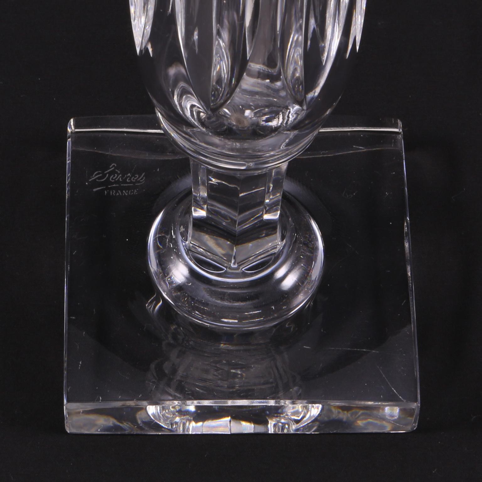 Art Deco French Sèvres Clear Handcut Crystal Diamonds  Vase, 1930 For Sale 16