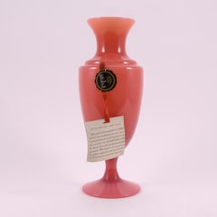 Art Deco French Sèvres Cranberry Pink Hand Blown Opaline Glass Vase, 1930
