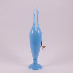 Art Deco French Sèvres Light Turquoise Hand Blown Opaline Glass Pitcher, 1920