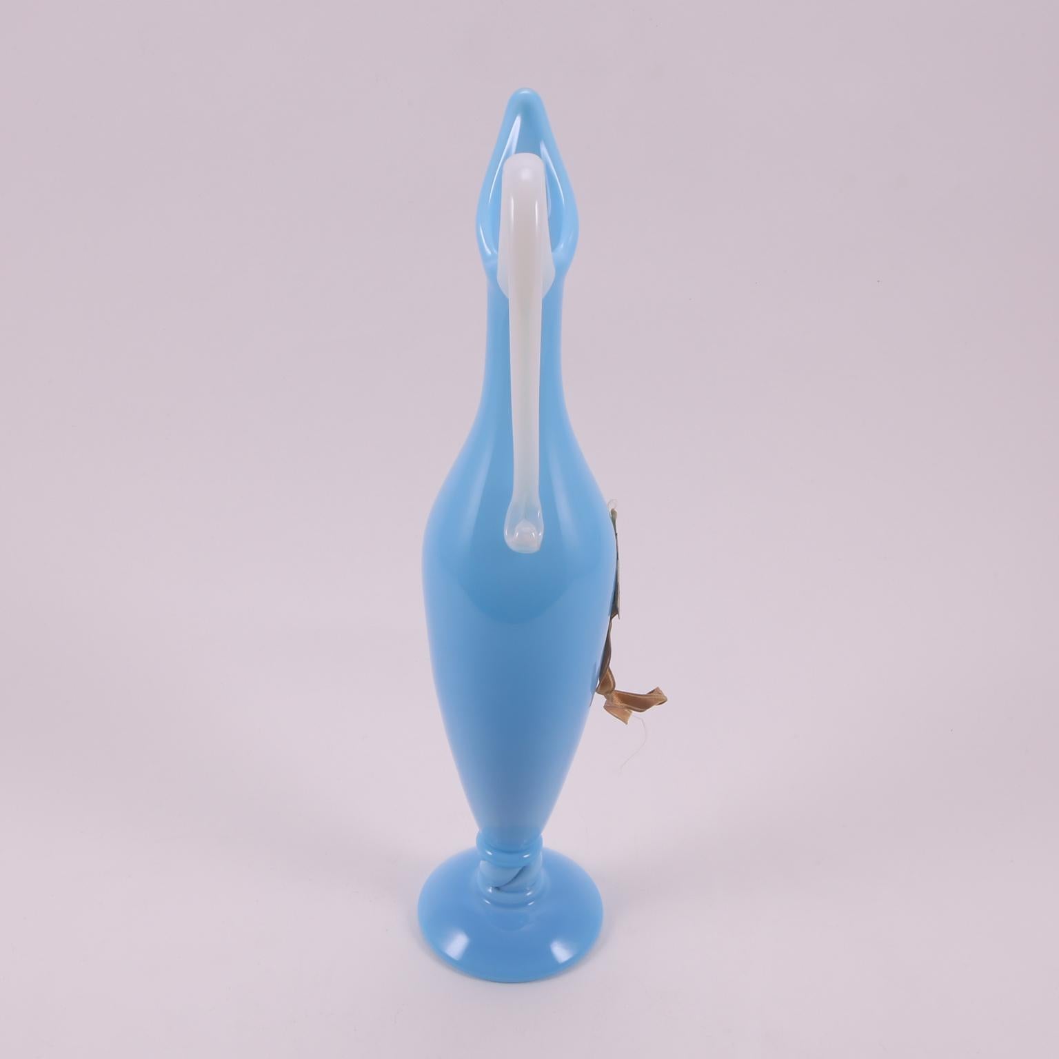 Art Deco French Sèvres Light Turquoise Hand Blown Opaline Glass Pitcher, 1920 For Sale 4