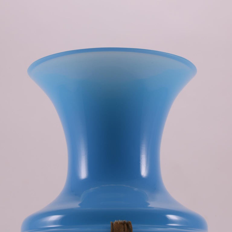 Art Deco French Sèvres Light Turquoise Hand Blown Opaline Glass Vase ...