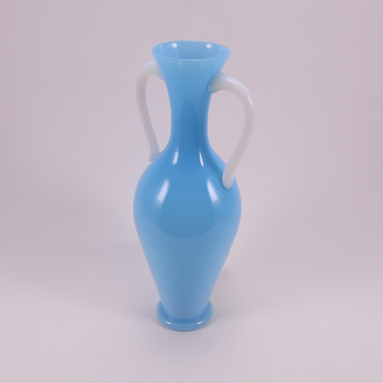 Art Deco French Sèvres Light Turquoise Handblown Opaline Glass Vase, 1920 For Sale 10