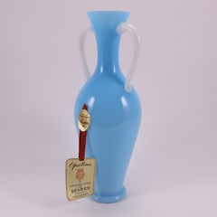 Art Deco French Sèvres Light Turquoise Handblown Opaline Glass Vase, 1920