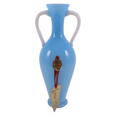 Art Deco French Sèvres Light Turquoise Handblown Opaline Glass Vase, 1920