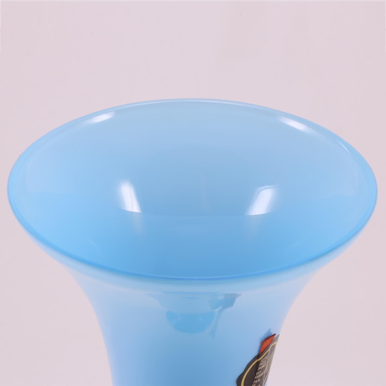 Art Deco French Sèvres Light Turquoise Handblown Opaline Glass Vase, 1930 For Sale 8